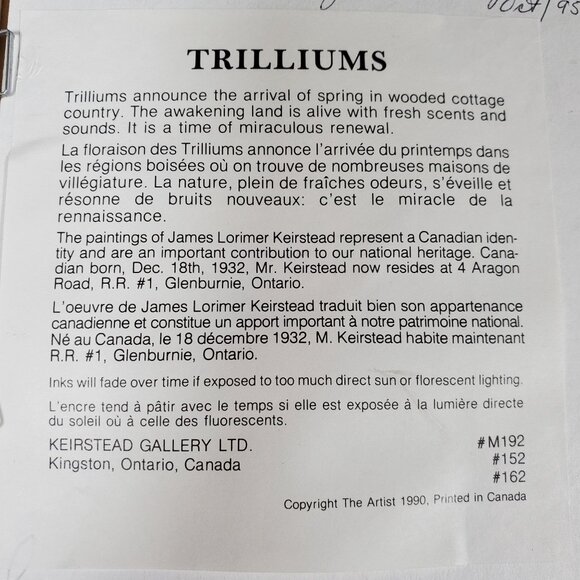 Original James L. Keirstead “Trilliums” Oil Painting | 1990 Signed Canadian Land - Picture 5 of 15